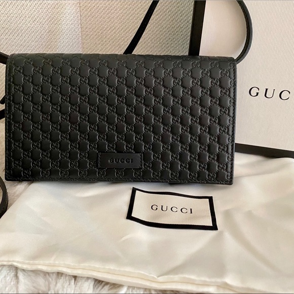 Gucci Handbags - NWT, Gucci Microguccissima Black  Wallet on Strap